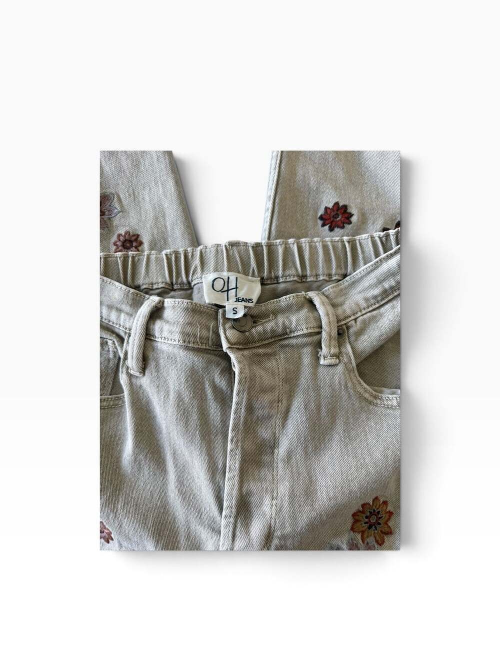 OH Jeans Floral Embroidered Jeans Size S Grey Denim - Picture 5 of 5